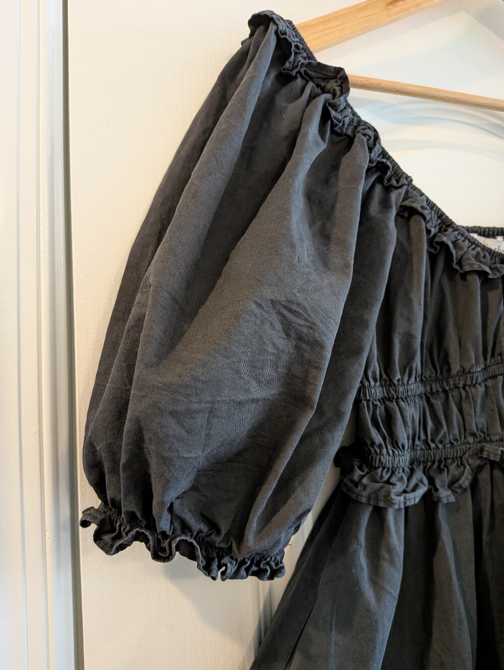 Sofie The Label Black Puff Sleeve Smocked Babydoll Cottagecore Mini Dress Size S - Picture 5 of 16